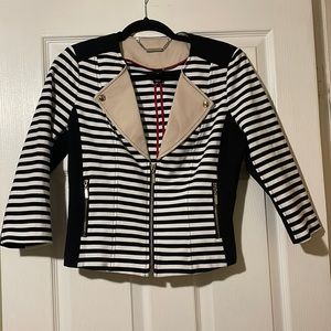 Black and white striped blazer jacket